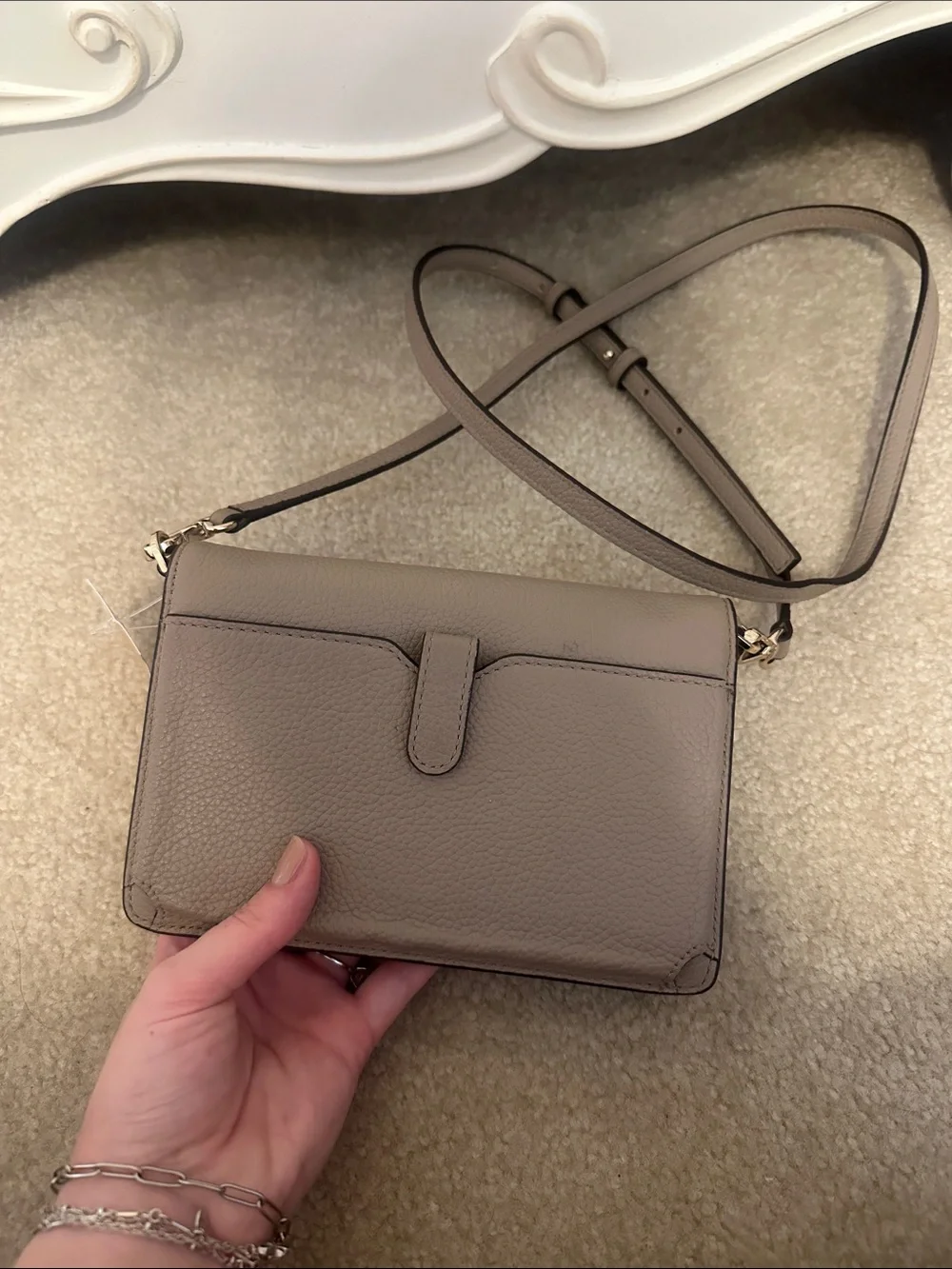 Michael Kors Taupe Leather Crossbody Bag